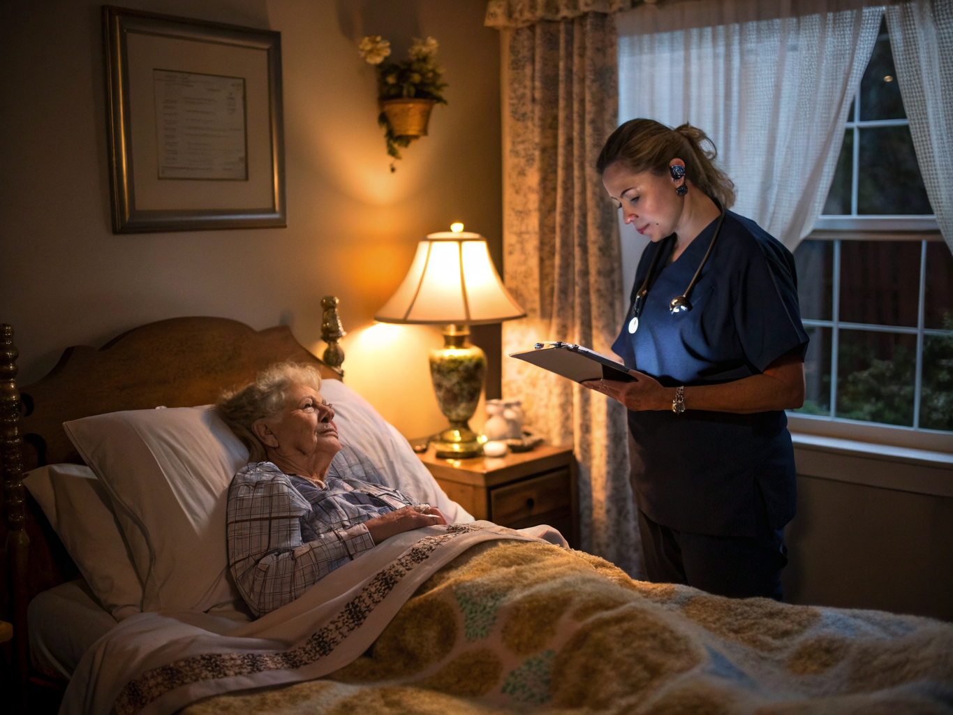 Overnight care aide awake at night with a senior in Lakewood NJ Ocean County