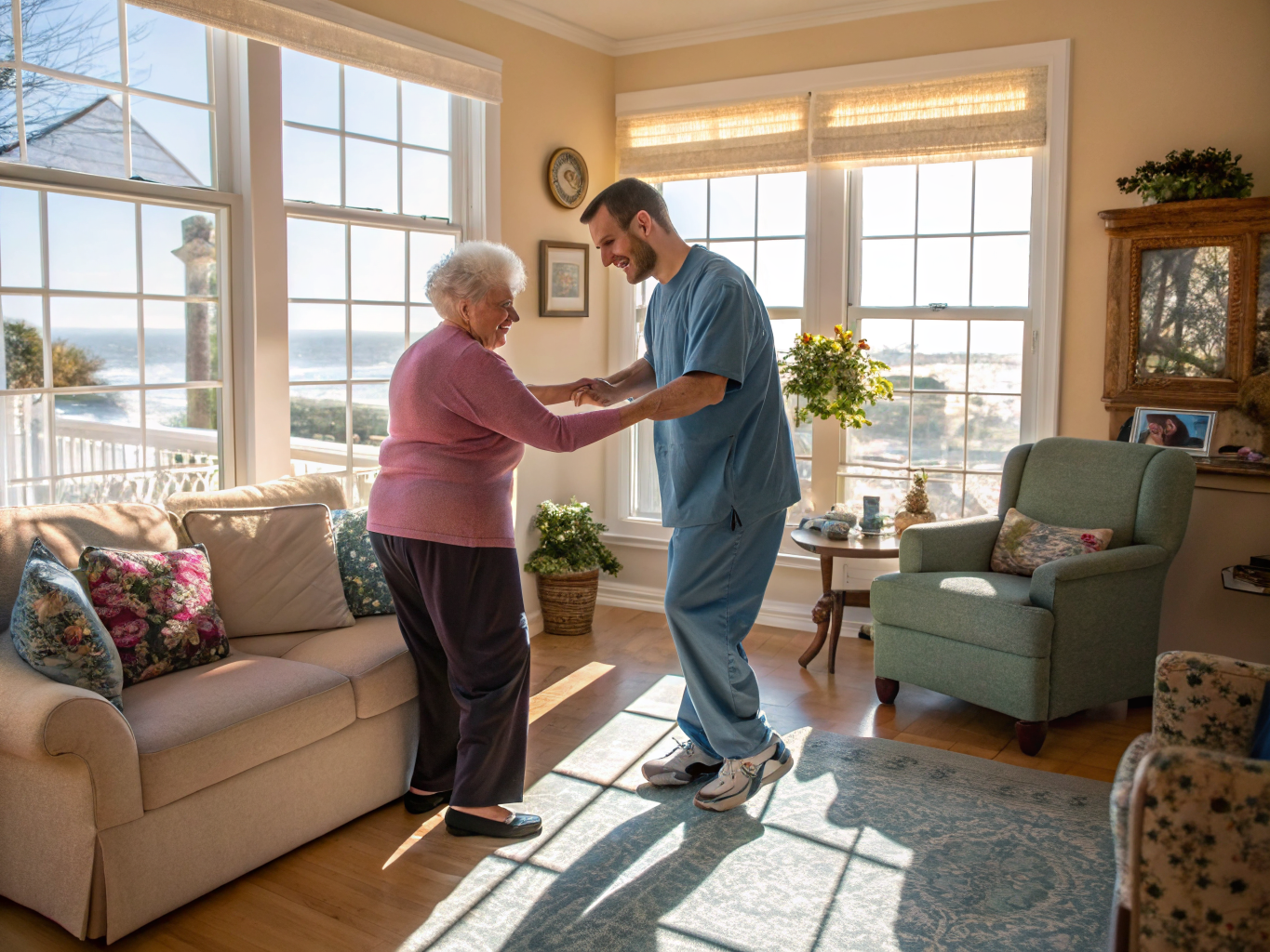 Parkinson's Care caregiver with a senior in Toms River NJ Ocean County