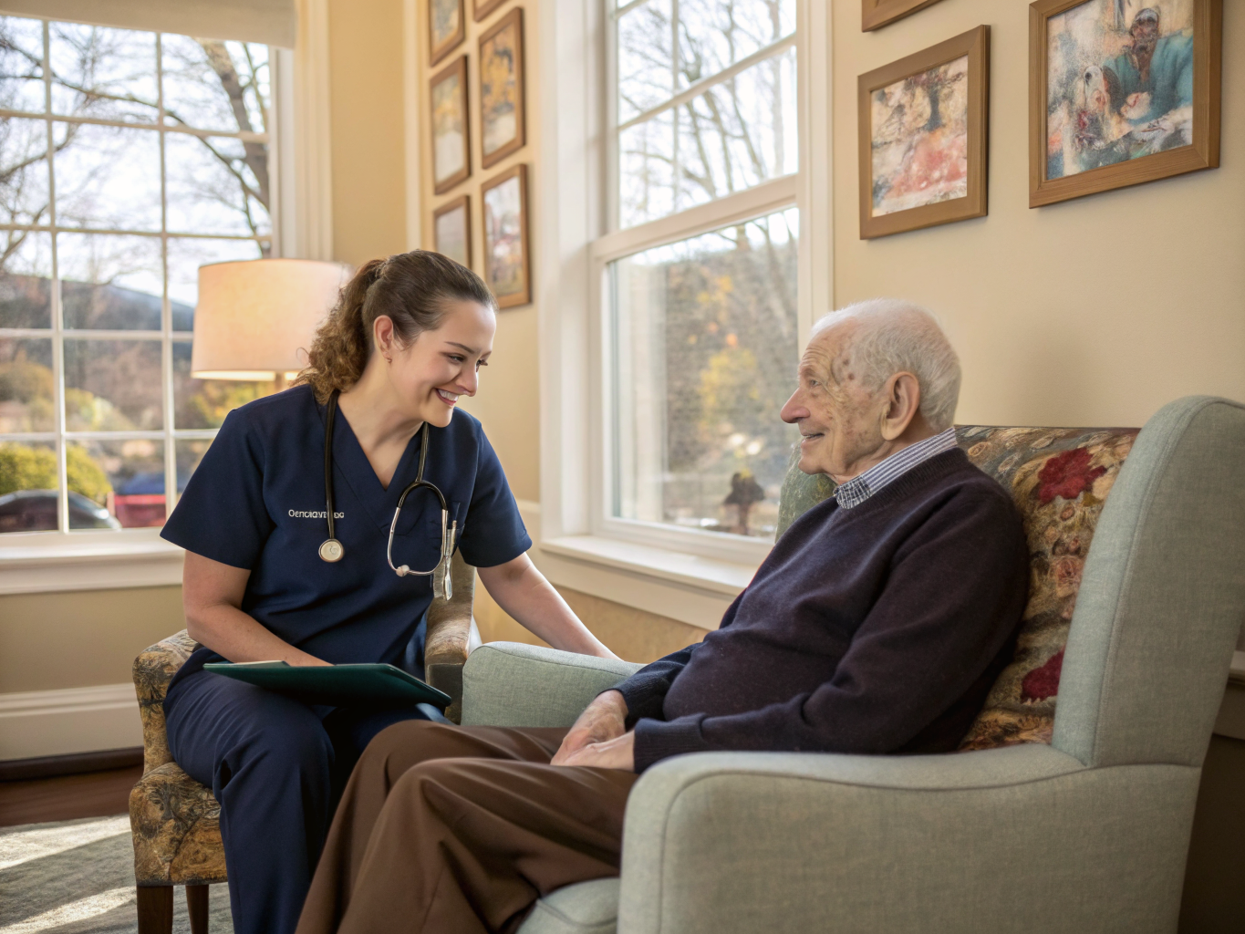 Home health aide providing care at Atrium at Wayne in Wayne Passaic County NJ
