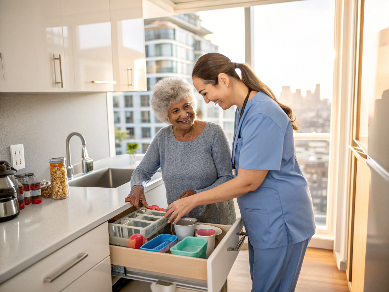 Home health aide providing care at Campagna Condos in Clifton Passaic County NJ