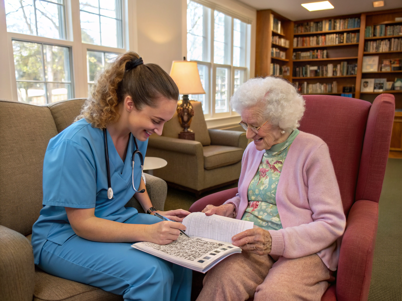 Home health aide providing care at CareOne at Wayne in Wayne Passaic County NJ