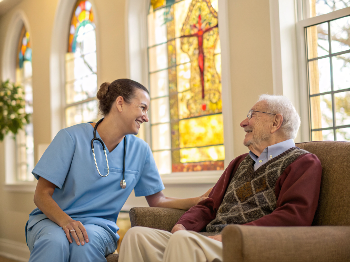 Home health aide providing care at Holland Christian Home in North Haledon Passaic County NJ