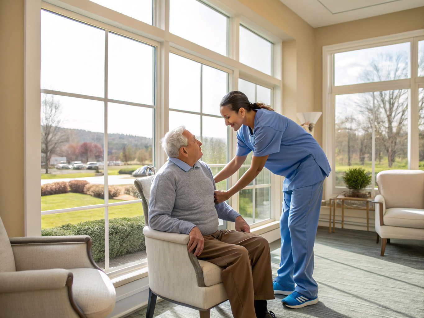 Home health aide providing care at Saw Mill Commons in Clifton Passaic County NJ