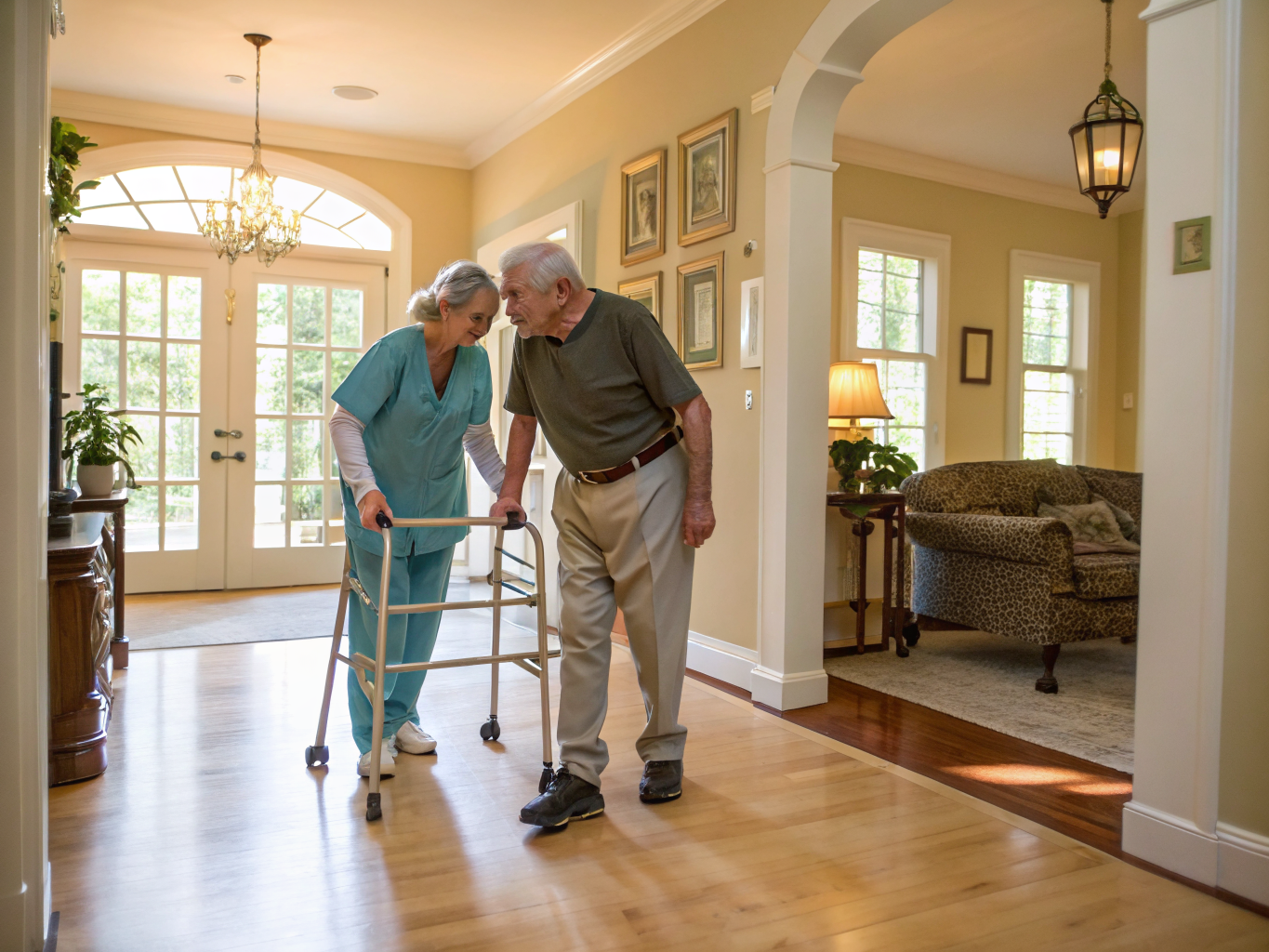 Post-Surgery Care aide assisting a senior recovering from surgery in Basking Ridge NJ Somerset County