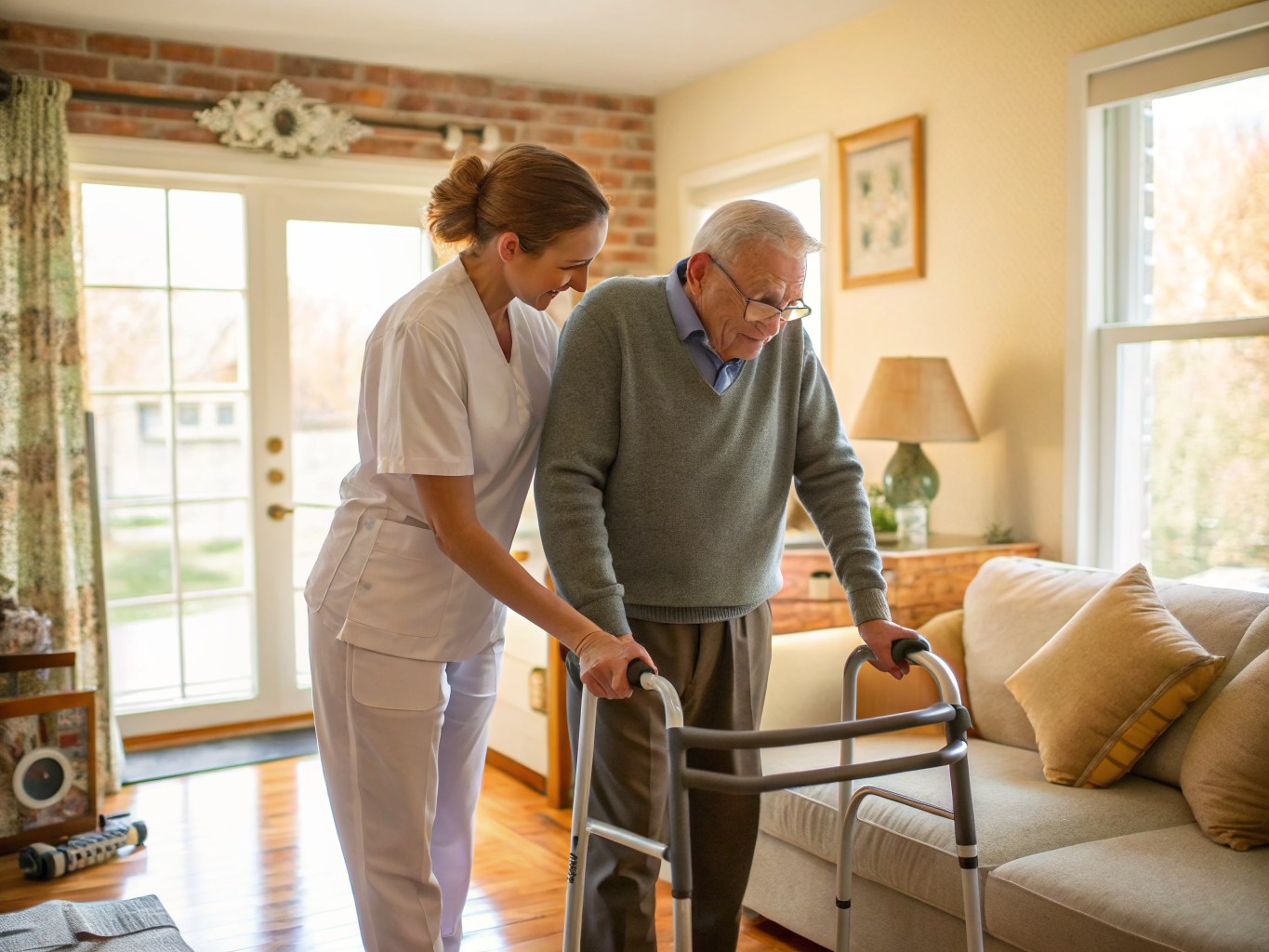 Post-Surgery Care aide assisting a senior recovering from surgery in Brick NJ Ocean County