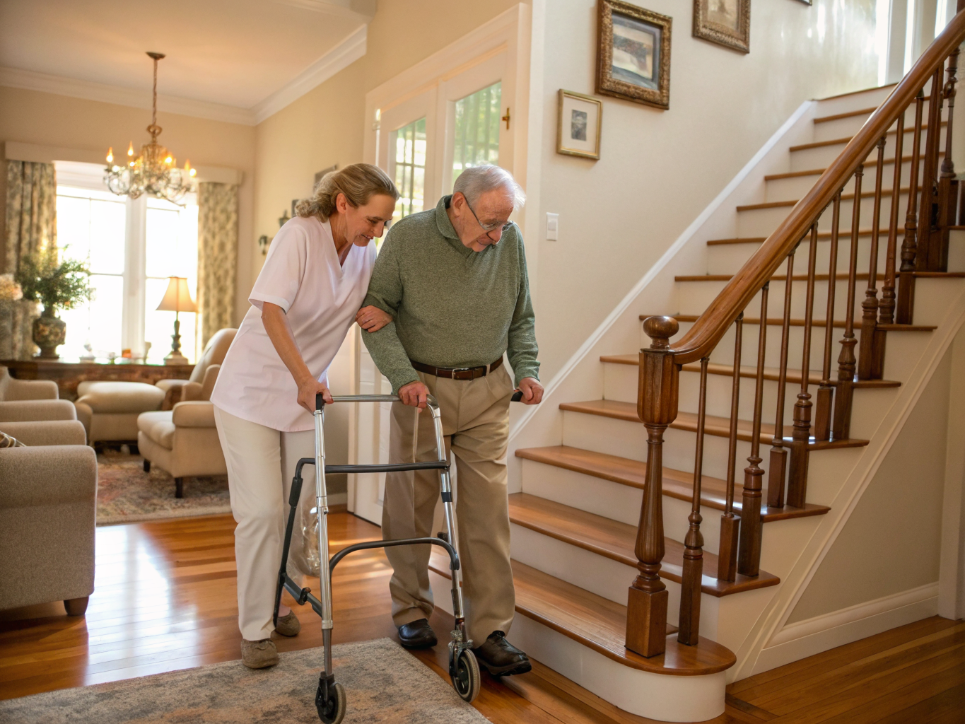 Post-Surgery Care aide assisting a senior recovering from surgery in Summit NJ Union County