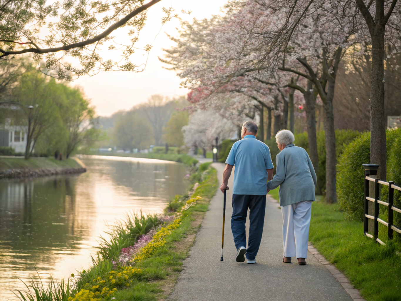 Home health aide assisting senior resident at Canal Walk 55+ community in Franklin Township NJ