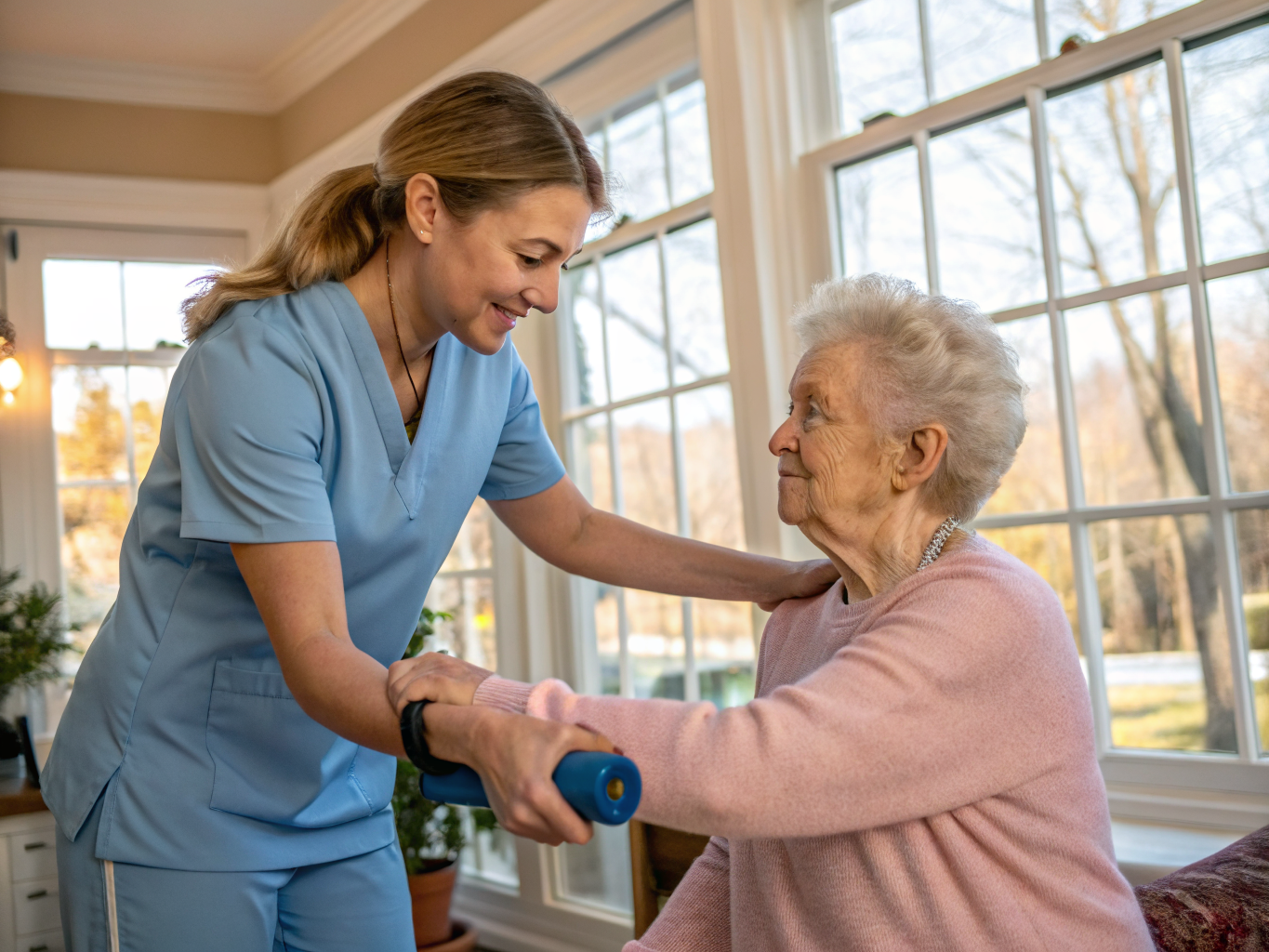 Stroke Recovery Care caregiver with a senior in Princeton NJ Mercer County