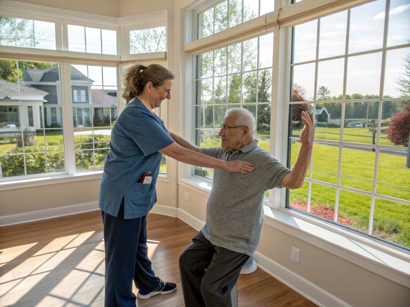 Home health aide assisting senior resident at Brighton Gardens of Mountainside in Mountainside Union County NJ