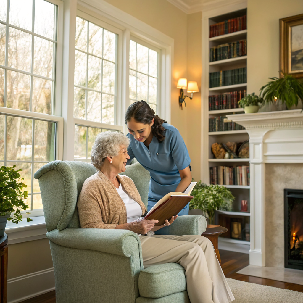 Home care in Wayne, NJ 07470 — 24 Hour Home Care NJ caregiver with senior