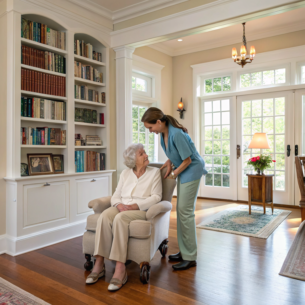 Home care in Princeton, NJ 08540 — 24 Hour Home Care NJ caregiver with senior