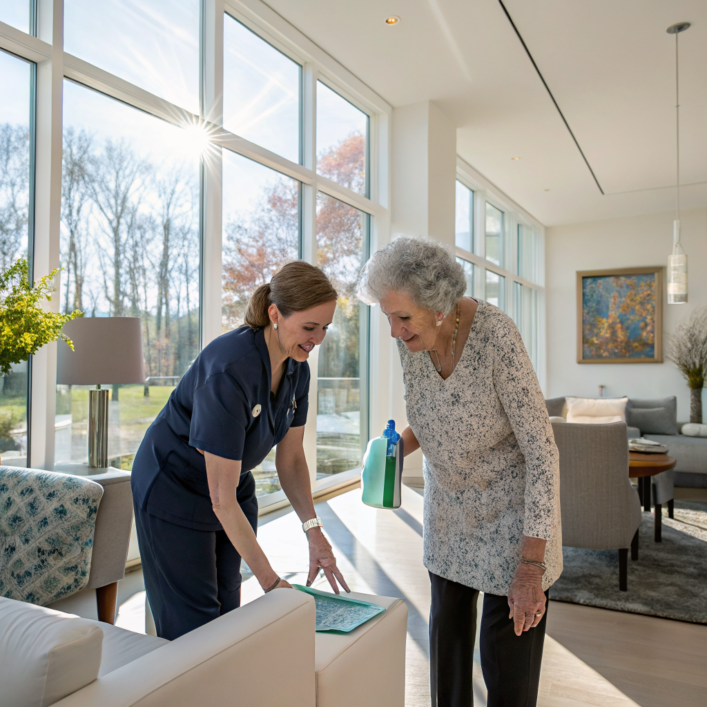 Home care in West Windsor, NJ 08550 — 24 Hour Home Care NJ caregiver with senior