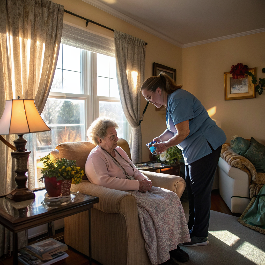 Home care in Hamilton Township, NJ 08610 — 24 Hour Home Care NJ caregiver with senior
