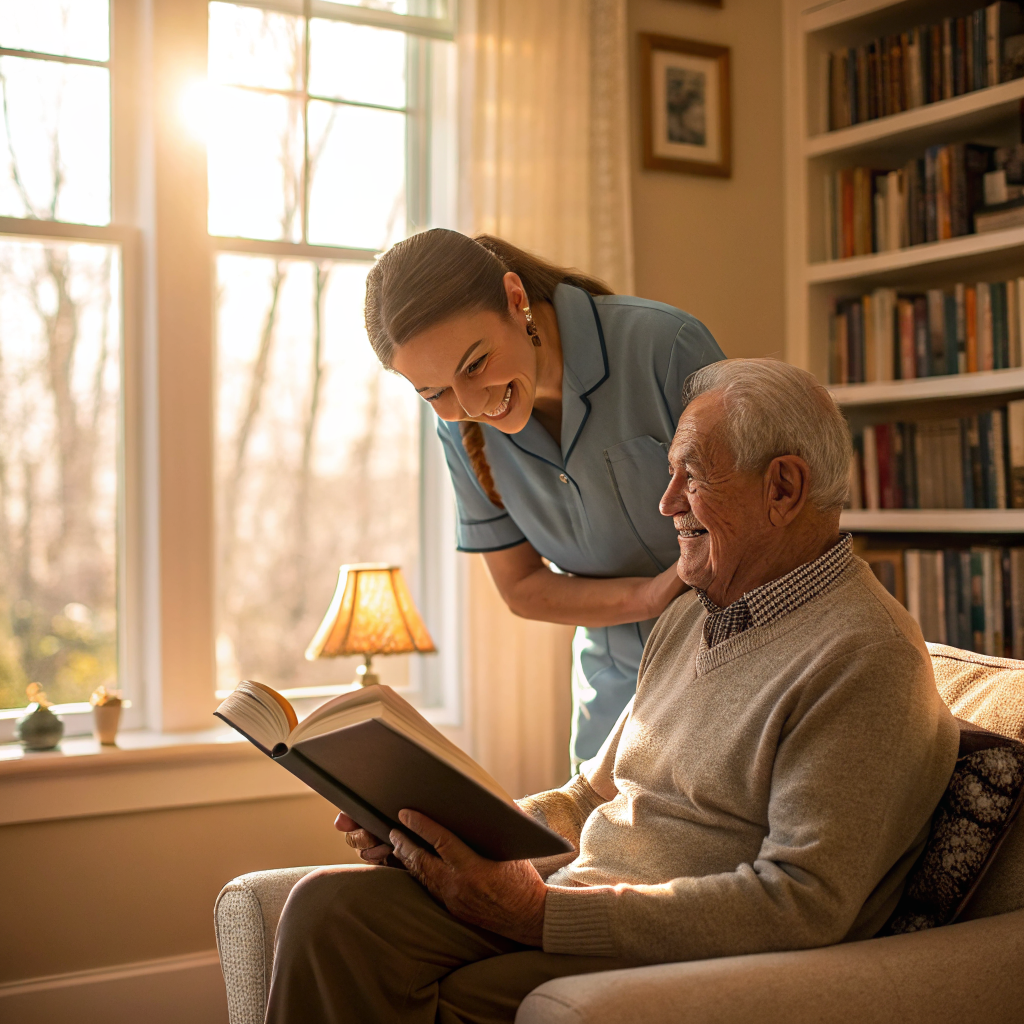 Home care in Ewing, NJ 08628 — 24 Hour Home Care NJ caregiver with senior