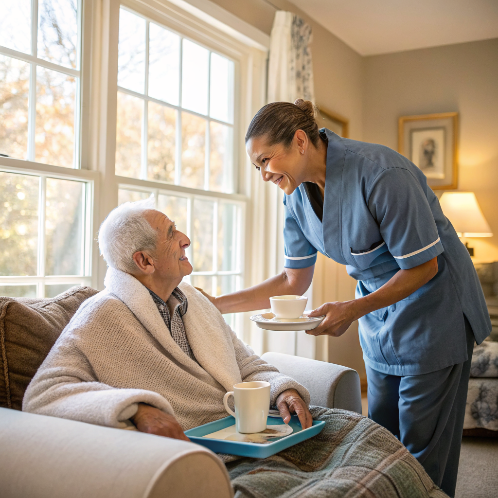 Home care in East Brunswick, NJ 08816 — 24 Hour Home Care NJ caregiver with senior