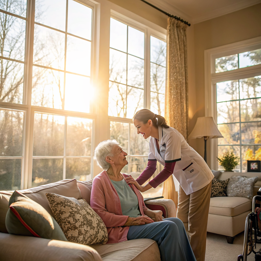 Home care in Monroe Township, NJ 08831 — 24 Hour Home Care NJ caregiver with senior
