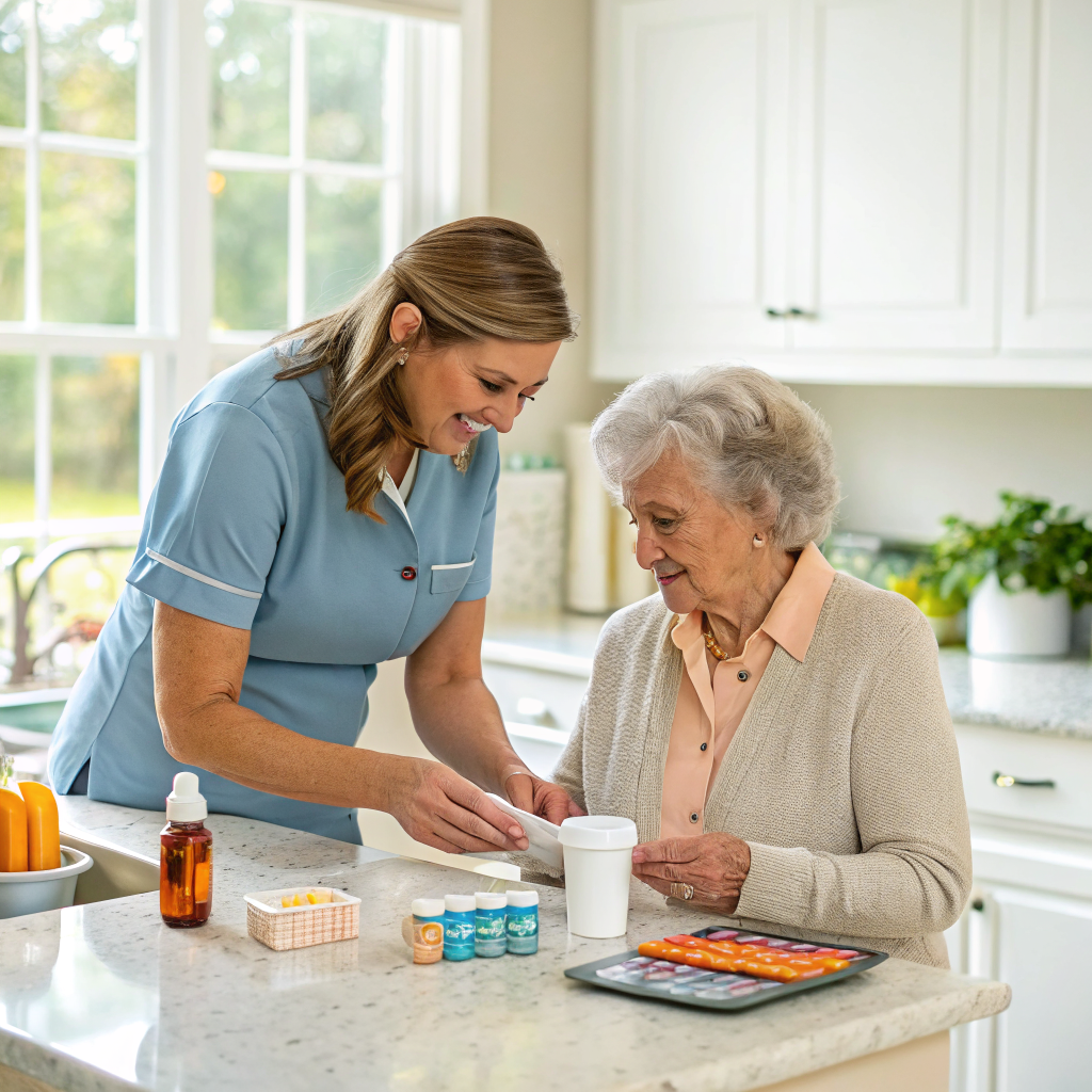 Home care in Somerville, NJ 08876 — 24 Hour Home Care NJ caregiver with senior