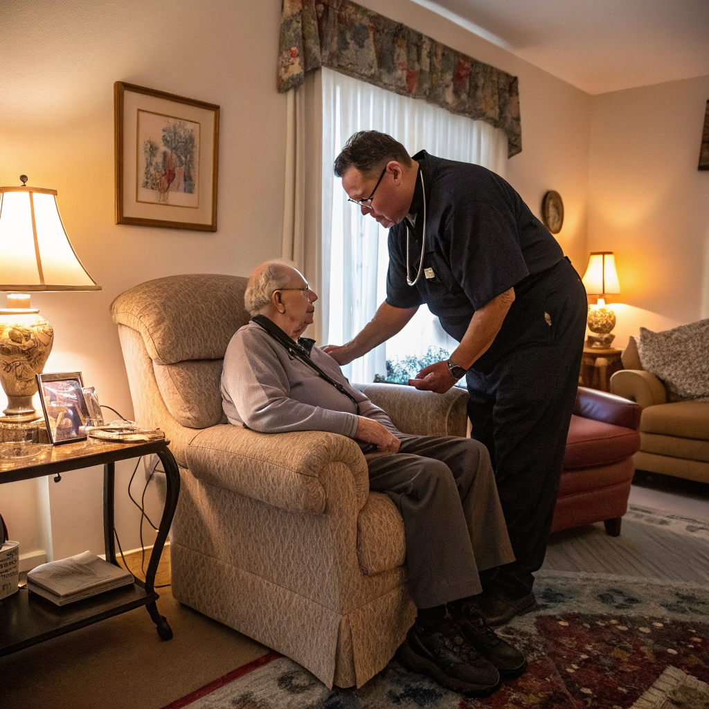 Home care in New Brunswick, NJ 08901 — 24 Hour Home Care NJ caregiver with senior